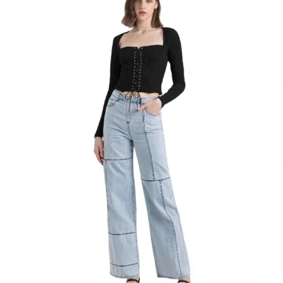 I.AM.GIA Orion Denim Wide Leg High Rise Jeans Size Small - Picture 2 of 10